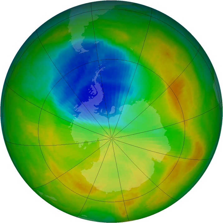 Antarctic ozone map for 01 November 2002